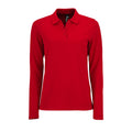 Red - Front - SOLS Womens-Ladies Perfect Long Sleeve Pique Polo Shirt
