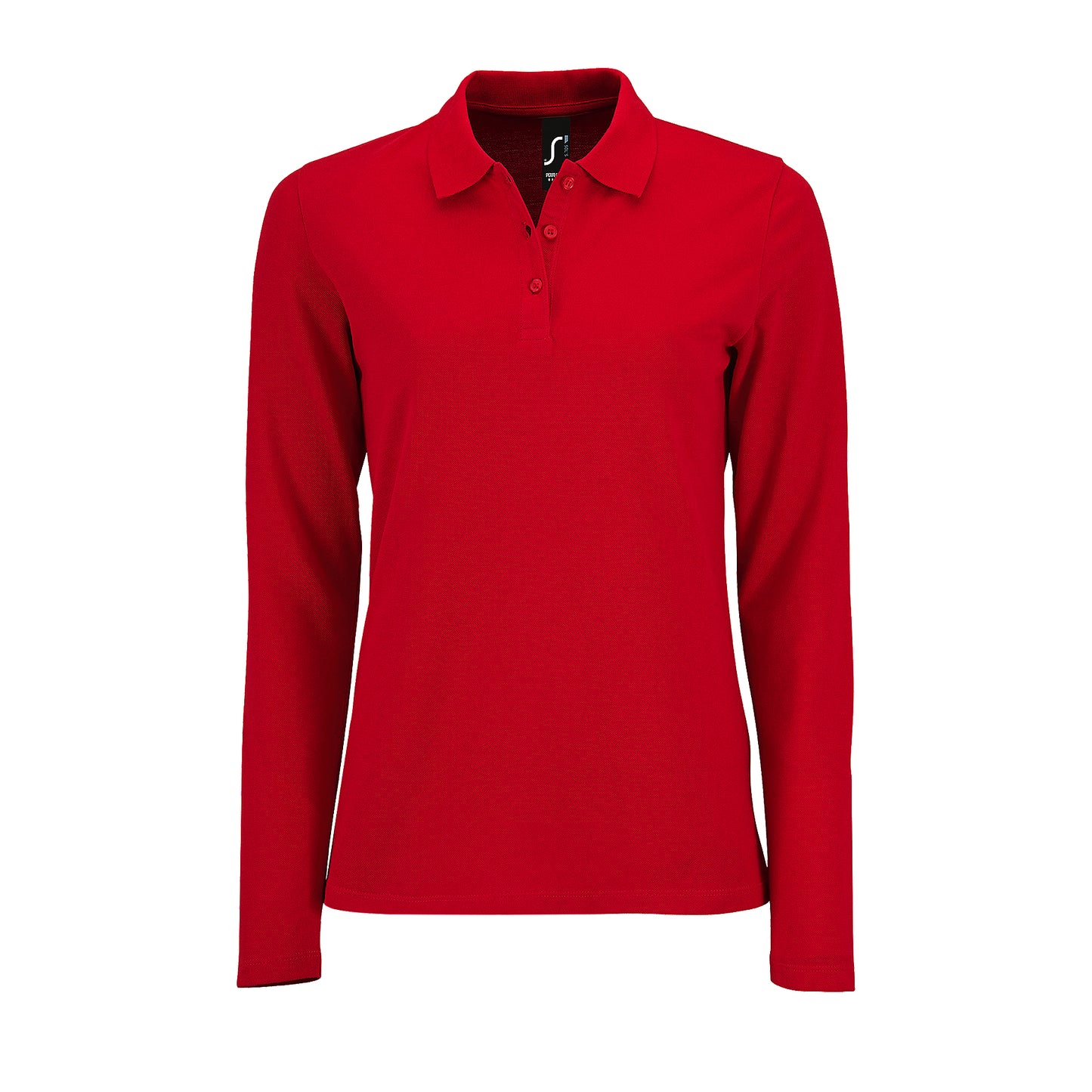 Red - Front - SOLS Womens-Ladies Perfect Long Sleeve Pique Polo Shirt