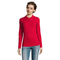 Red - Back - SOLS Womens-Ladies Perfect Long Sleeve Pique Polo Shirt