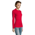 Red - Side - SOLS Womens-Ladies Perfect Long Sleeve Pique Polo Shirt