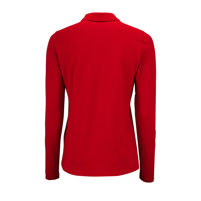Red - Pack Shot - SOLS Womens-Ladies Perfect Long Sleeve Pique Polo Shirt