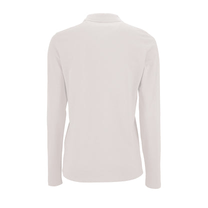 White - Lifestyle - SOLS Womens-Ladies Perfect Long Sleeve Pique Polo Shirt