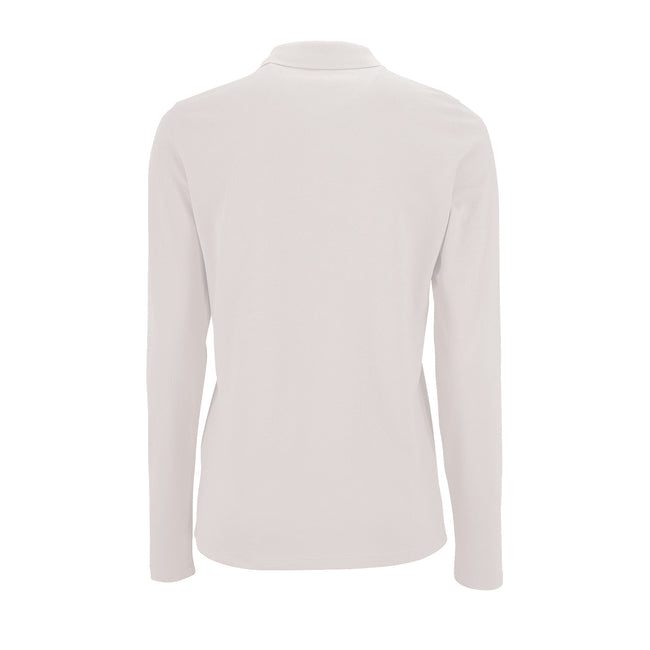 White - Lifestyle - SOLS Womens-Ladies Perfect Long Sleeve Pique Polo Shirt