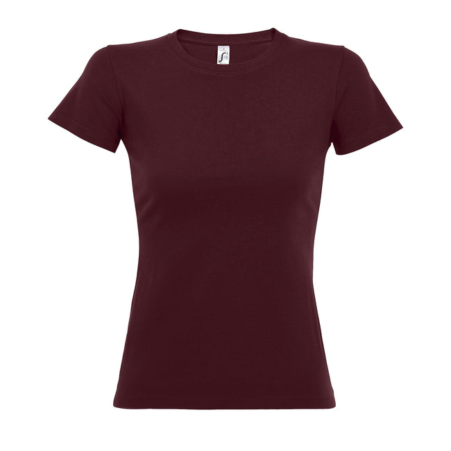 Burgundy - Front - SOLS Womens-Ladies Imperial Heavy Short Sleeve T-Shirt
