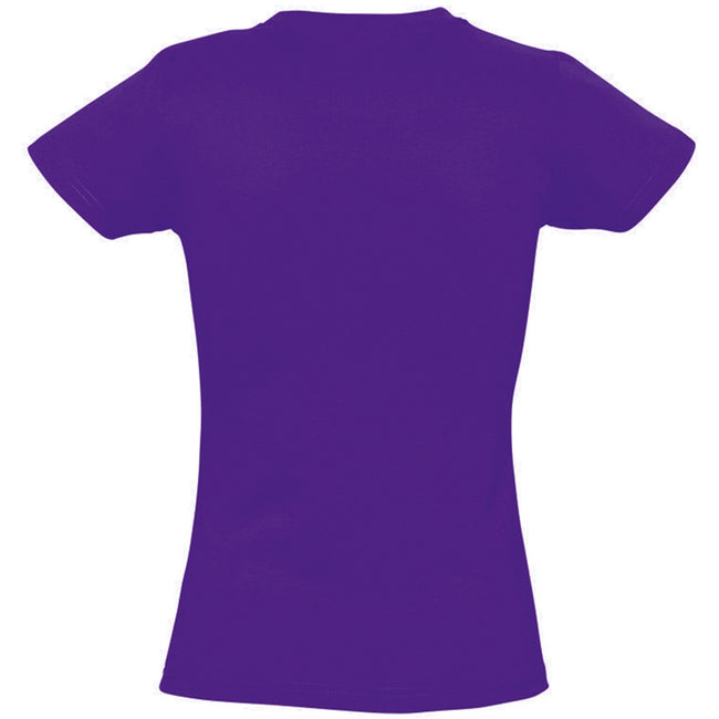 Dark Purple - Back - SOLS Womens-Ladies Imperial Short-Sleeved T-Shirt
