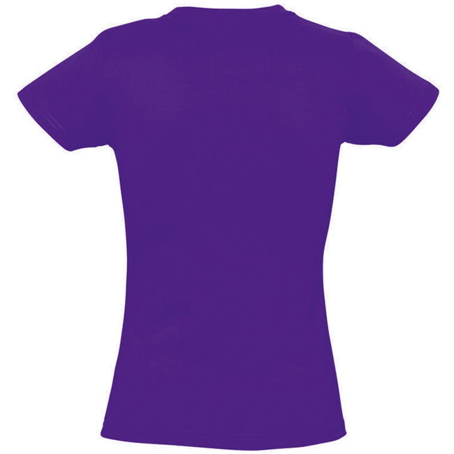 Dark Purple - Back - SOLS Womens-Ladies Imperial Heavy Short Sleeve T-Shirt