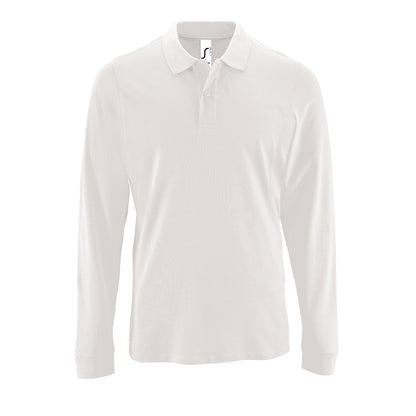 White - Front - SOLS Mens Perfect Long Sleeve Pique Polo Shirt