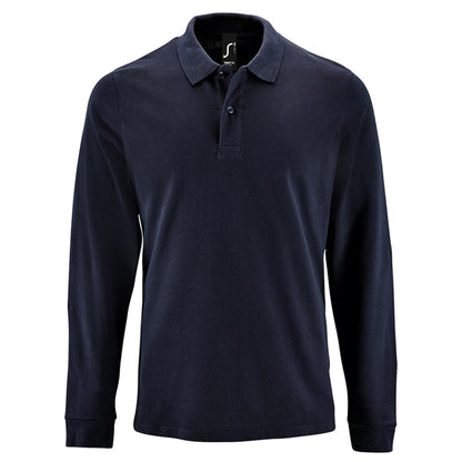 French Navy - Front - SOLS Mens Perfect Long Sleeve Pique Polo Shirt