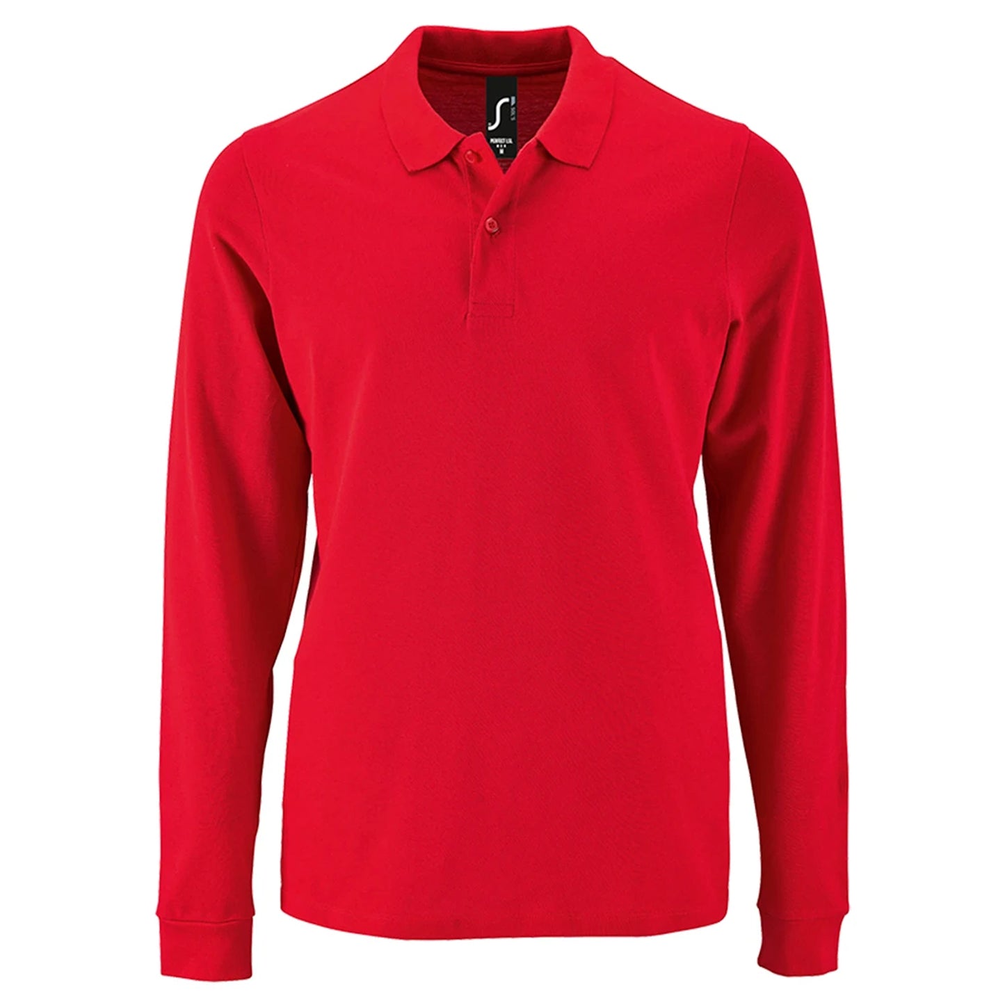 Red - Front - SOLS Mens Perfect Long Sleeve Pique Polo Shirt