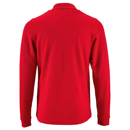 Red - Back - SOLS Mens Perfect Long Sleeve Pique Polo Shirt