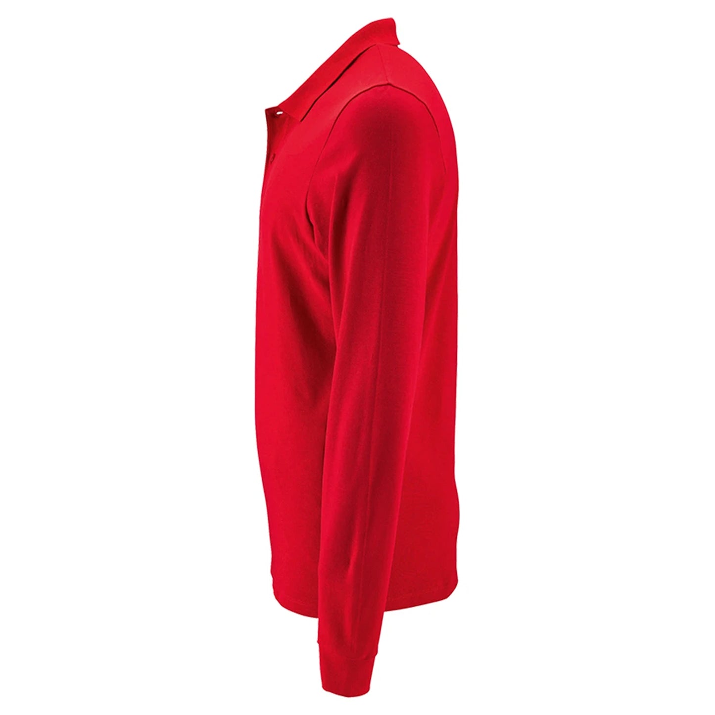 Red - Side - SOLS Mens Perfect Long Sleeve Pique Polo Shirt