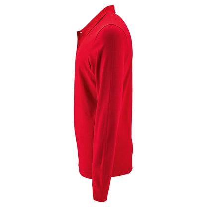 Red - Side - SOLS Mens Perfect Long Sleeve Pique Polo Shirt