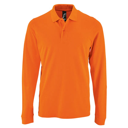 Orange - Front - SOLS Mens Perfect Long Sleeve Pique Polo Shirt