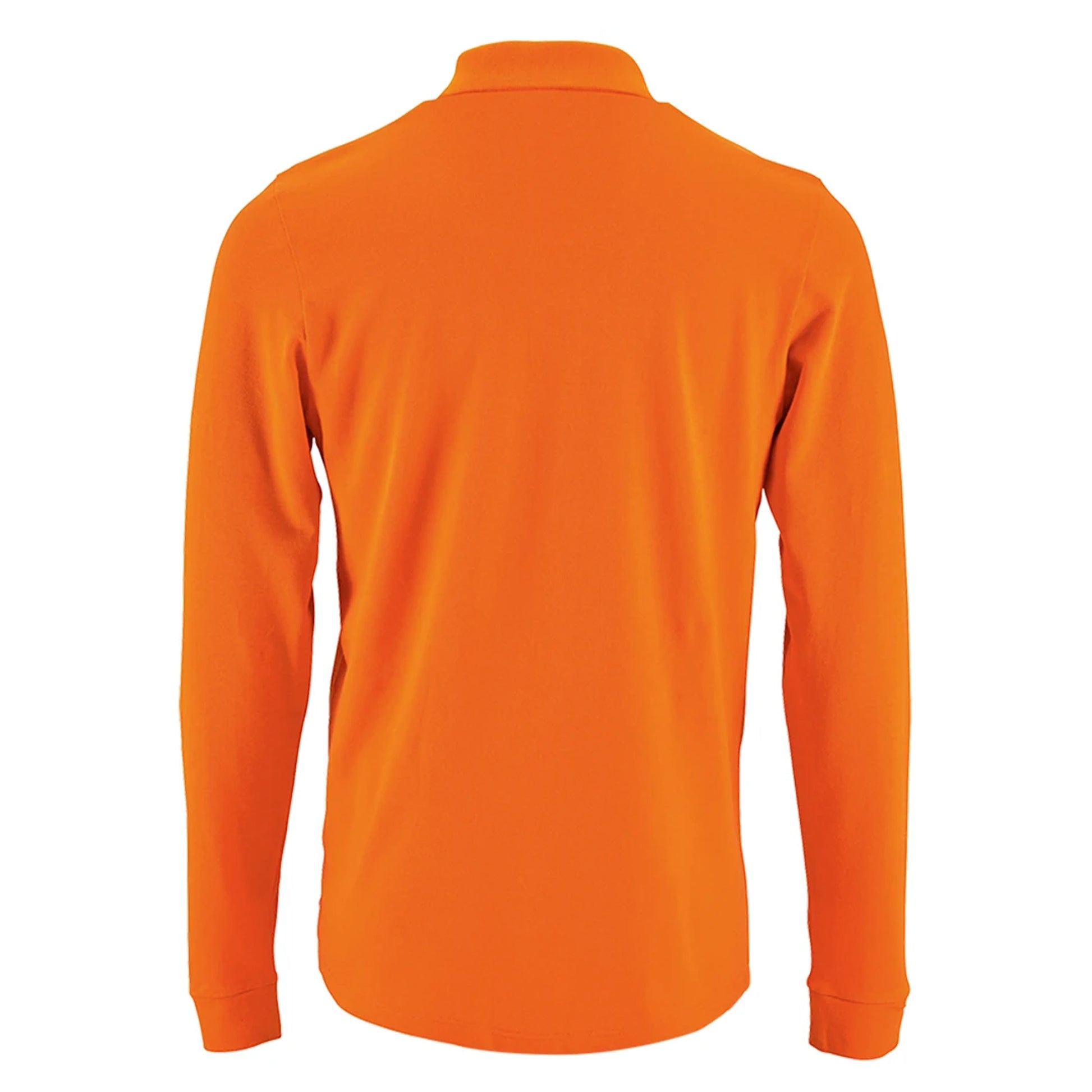 Orange - Back - SOLS Mens Perfect Long Sleeve Pique Polo Shirt