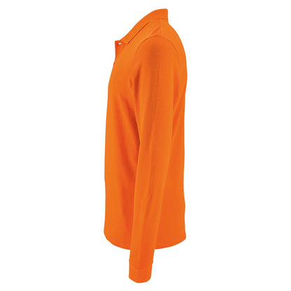 Orange - Side - SOLS Mens Perfect Long Sleeve Pique Polo Shirt