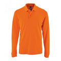 Orange - Front - SOLS Mens Perfect Long Sleeve Pique Polo Shirt