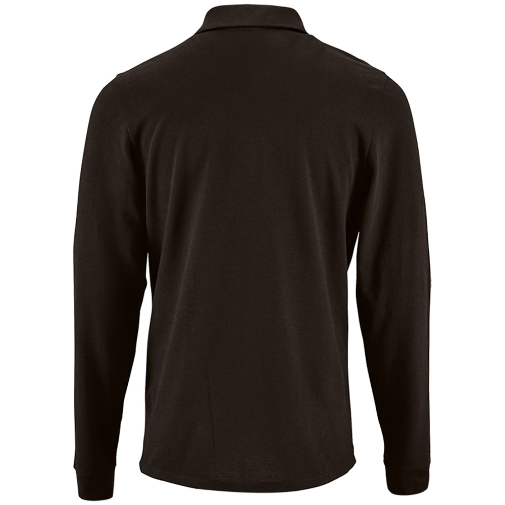 Black - Back - SOLS Mens Perfect Long Sleeve Pique Polo Shirt