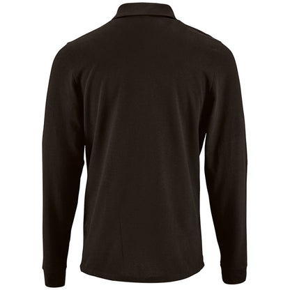 Black - Back - SOLS Mens Perfect Long Sleeve Pique Polo Shirt