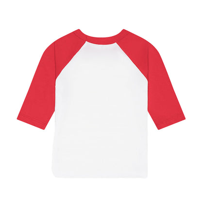 White-Red - Back - Bella + Canvas Toddler 3-4 Sleeve Baseball T-Shirt
