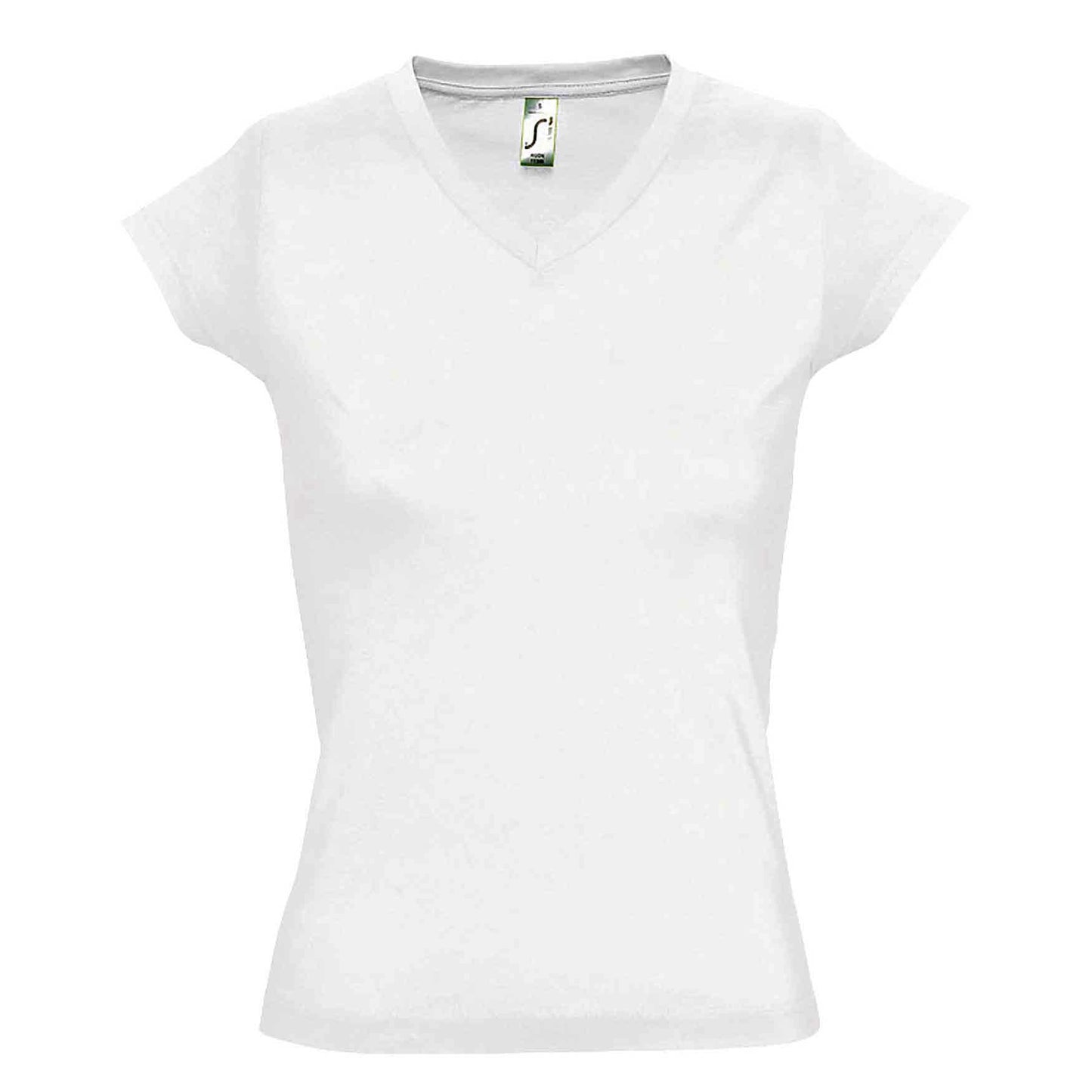 White - Front - SOLs Womens-Ladies Moon V Neck Short Sleeve T-Shirt