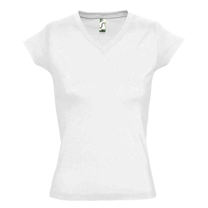 White - Front - SOLs Womens-Ladies Moon V Neck Short Sleeve T-Shirt