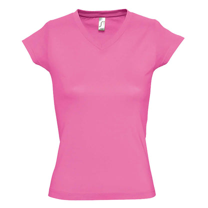 Orchid Pink - Front - SOLs Womens-Ladies Moon V Neck Short Sleeve T-Shirt