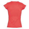 Coral - Side - SOLs Womens-Ladies Moon V Neck Short Sleeve T-Shirt