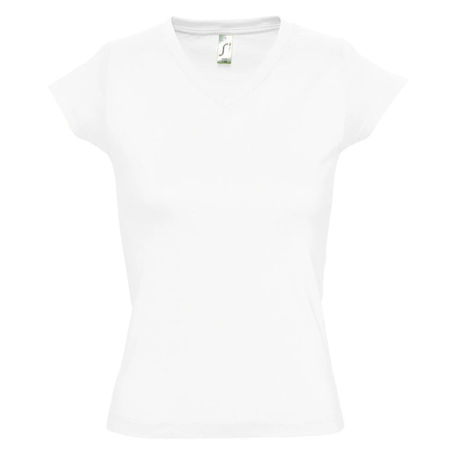 White - Front - SOLs Womens-Ladies Moon V Neck Short Sleeve T-Shirt