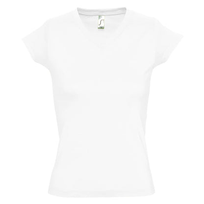 White - Front - SOLs Womens-Ladies Moon V Neck Short Sleeve T-Shirt