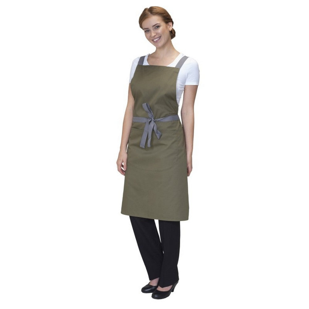 Olive - Front - Dennys Cross Back Apron
