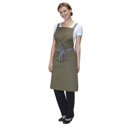 Olive - Front - Dennys Cross Back Apron