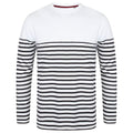 White-Navy - Front - Front Row Mens Long Sleeve Breton Stripe T-Shirt