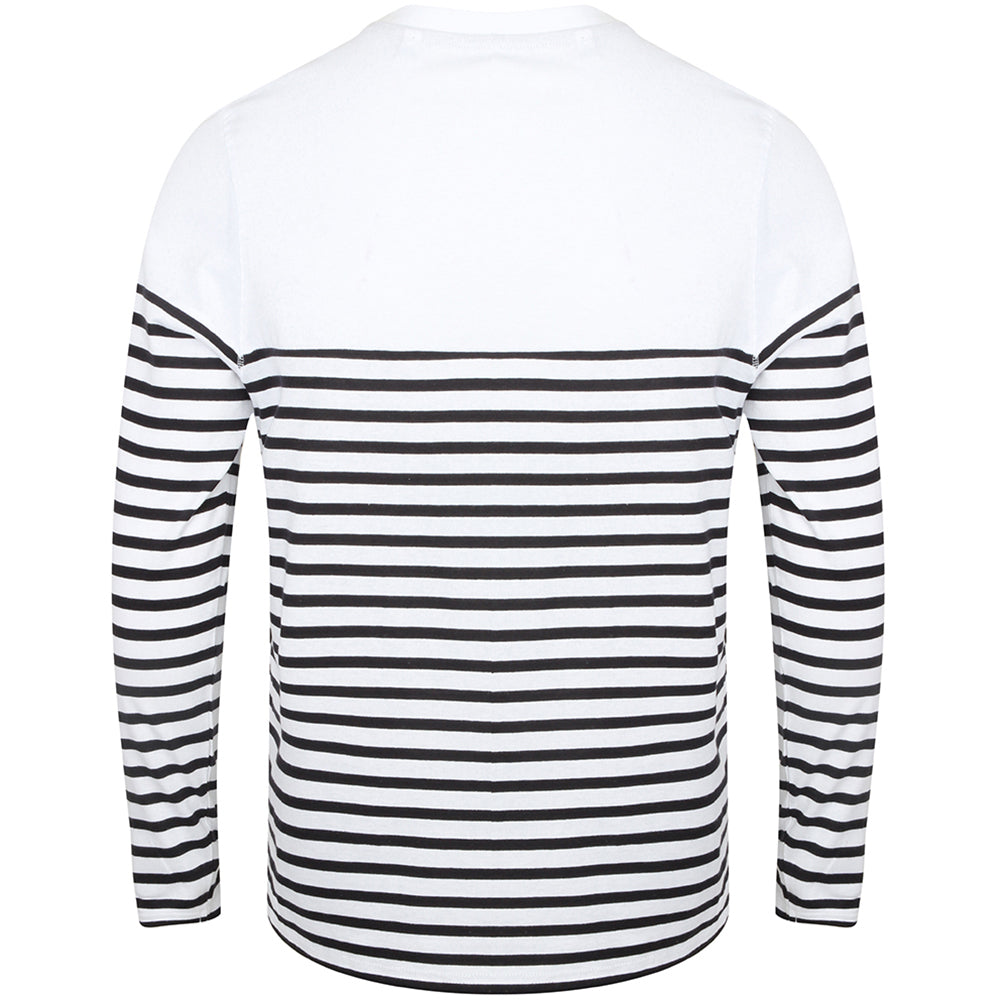 White-Navy - Back - Front Row Mens Long Sleeve Breton Stripe T-Shirt
