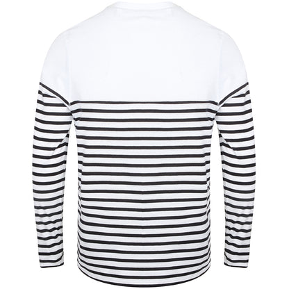 White-Navy - Back - Front Row Mens Long Sleeve Breton Stripe T-Shirt