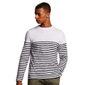 White-Navy - Lifestyle - Front Row Mens Long Sleeve Breton Stripe T-Shirt