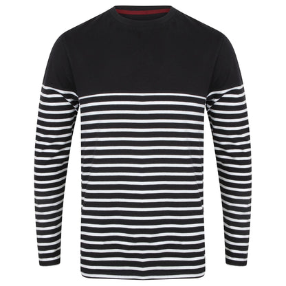 Navy-White - Front - Front Row Mens Long Sleeve Breton Stripe T-Shirt