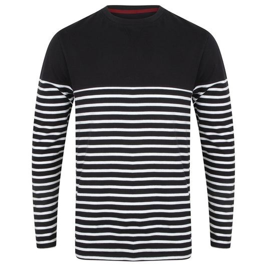 Navy-White - Front - Front Row Mens Long Sleeve Breton Stripe T-Shirt