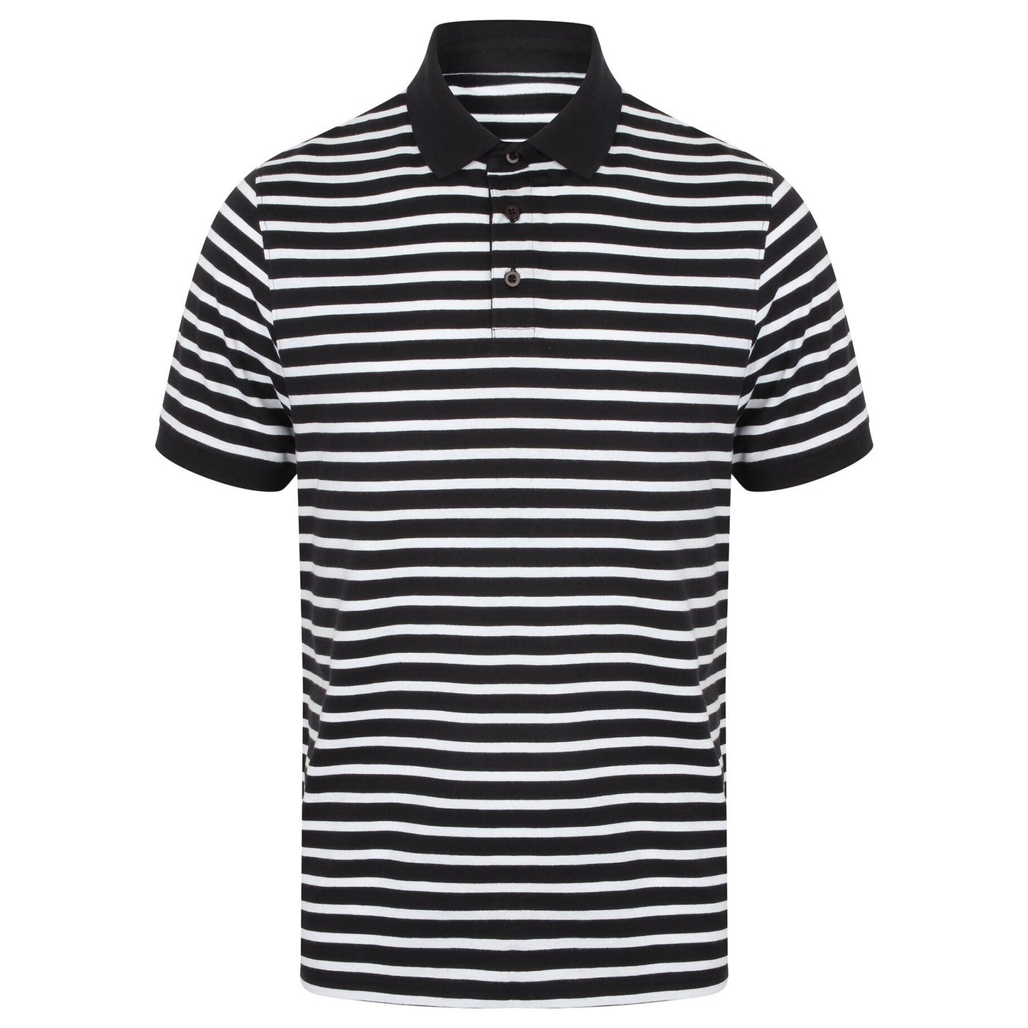 Navy-White - Front - Front Row Mens Striped Jersey Polo Shirt