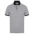 White-Navy - Front - Front Row Mens Striped Jersey Polo Shirt