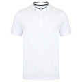 White-Bright Navy - Front - Front Row Mens Stand Collar Stretch Polo Shirt