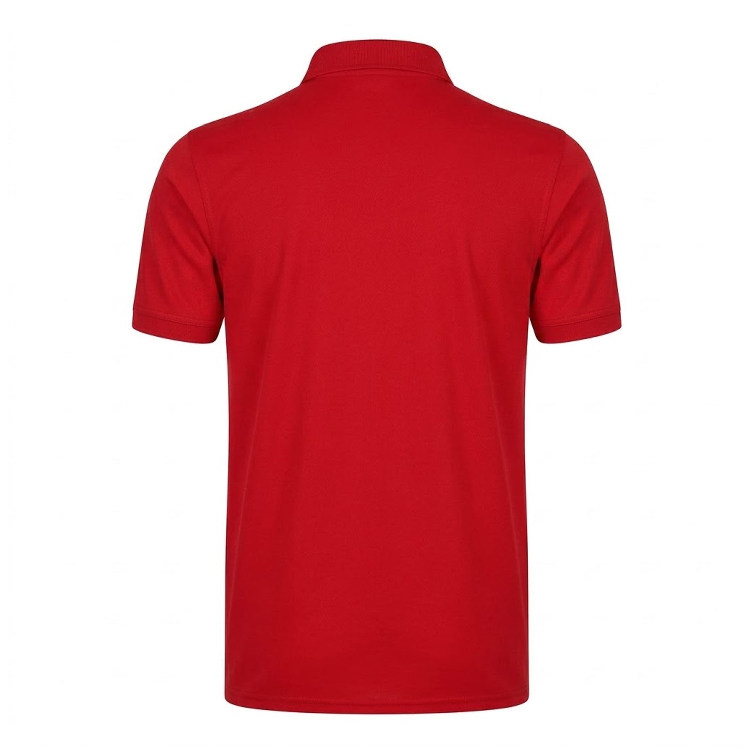 Red - Back - Henbury Mens Stretch Microfine Pique Polo Shirt
