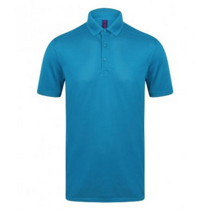 Sapphire - Front - Henbury Mens Stretch Microfine Pique Polo Shirt