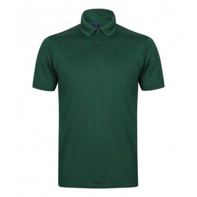 Bottle - Front - Henbury Mens Stretch Microfine Pique Polo Shirt