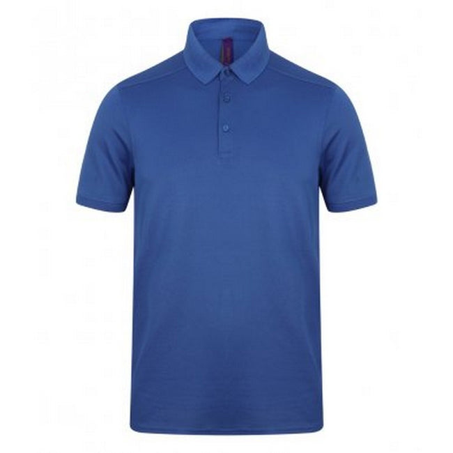 Royal - Front - Henbury Mens Stretch Microfine Pique Polo Shirt