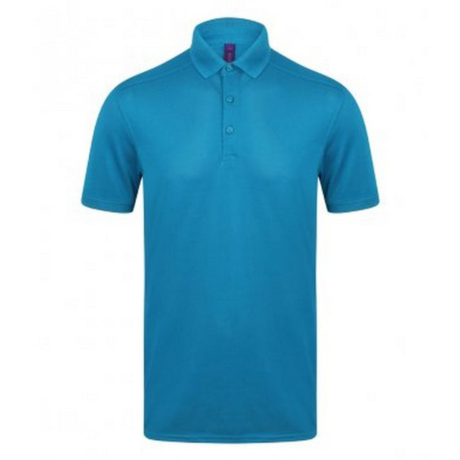 Sapphire - Front - Henbury Mens Stretch Microfine Pique Polo Shirt