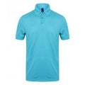 Turquoise - Front - Henbury Mens Stretch Microfine Pique Polo Shirt