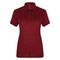 Burgundy - Front - Henbury Womens-Ladies Stretch Microfine Pique Polo Shirt