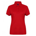Red - Front - Henbury Womens-Ladies Stretch Microfine Pique Polo Shirt