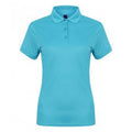 Turquoise - Front - Henbury Womens-Ladies Stretch Microfine Pique Polo Shirt