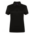 Black - Front - Henbury Womens-Ladies Stretch Microfine Pique Polo Shirt